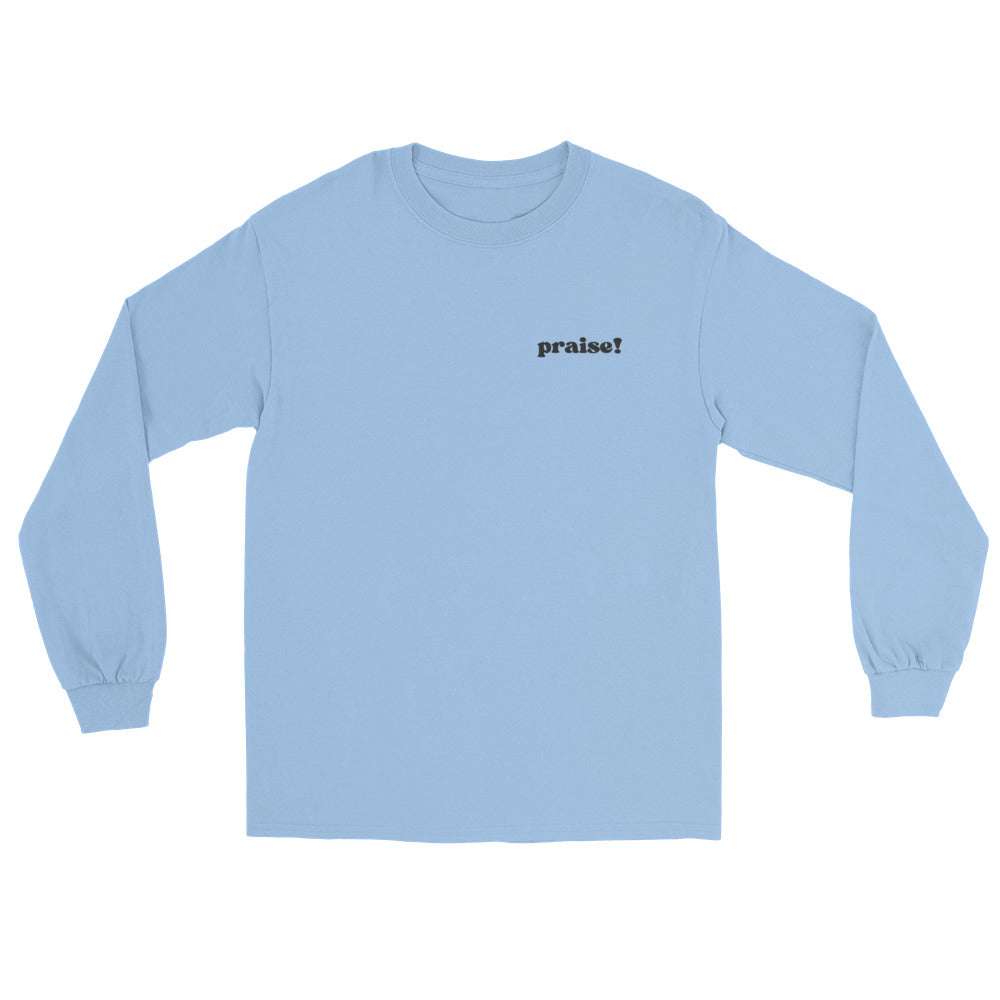 Black Embroidered Praise! Long Sleeve Shirt