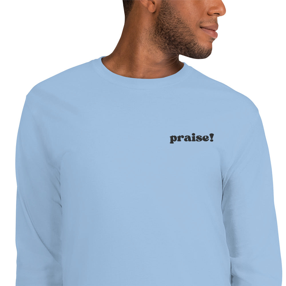 Black Embroidered Praise! Long Sleeve Shirt