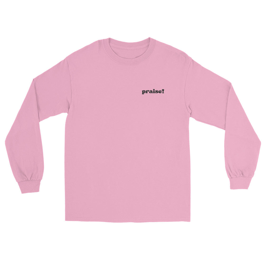 Black Embroidered Praise! Long Sleeve Shirt