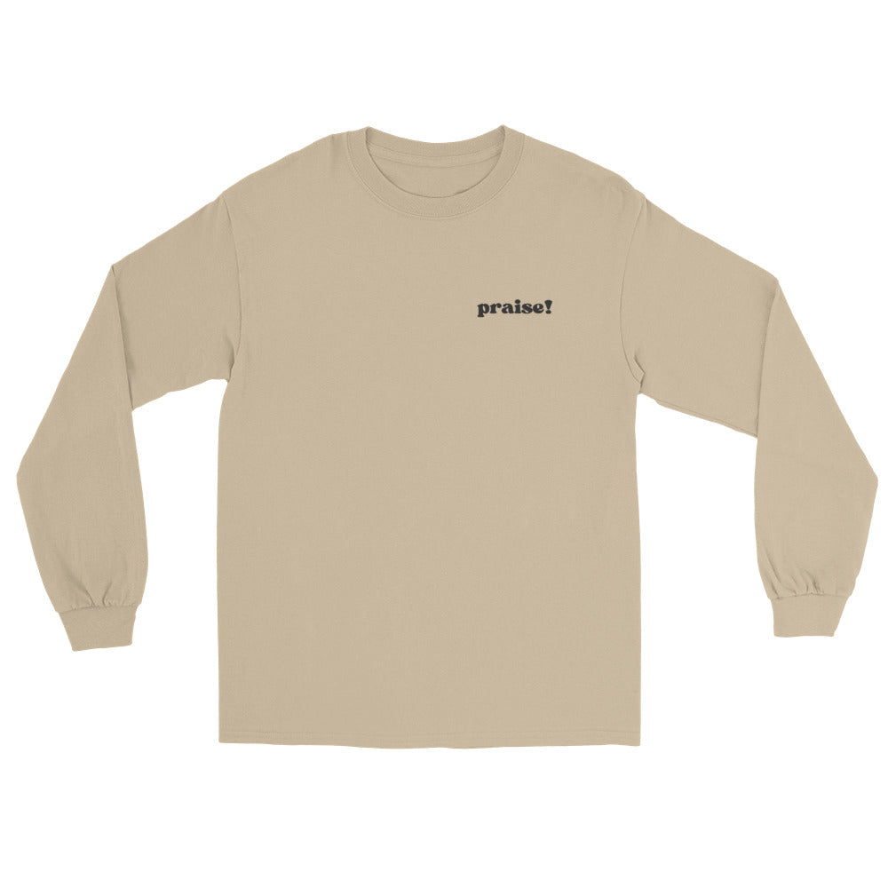 Black Embroidered Praise! Long Sleeve Shirt