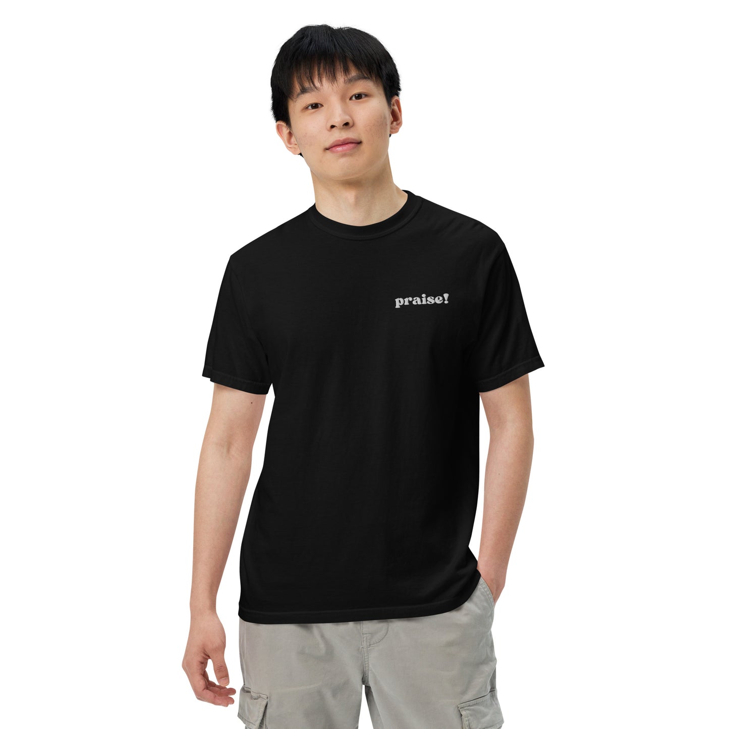 White Embroidered Praise! (Good Times) T-Shirt