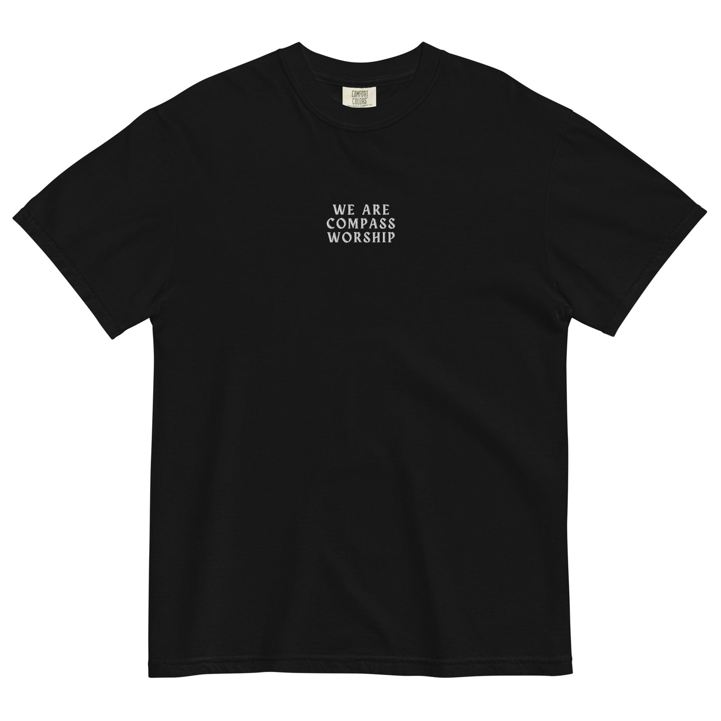 Embroidered We Are Compass Worship T-Shirt (White Logo)