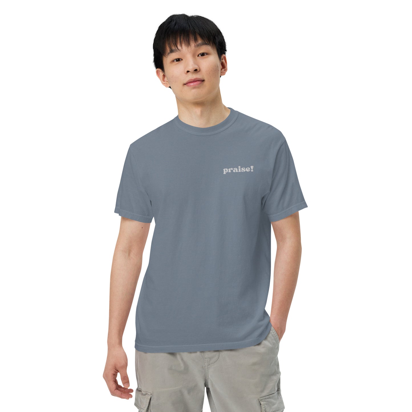 White Embroidered Praise! (Good Times) T-Shirt