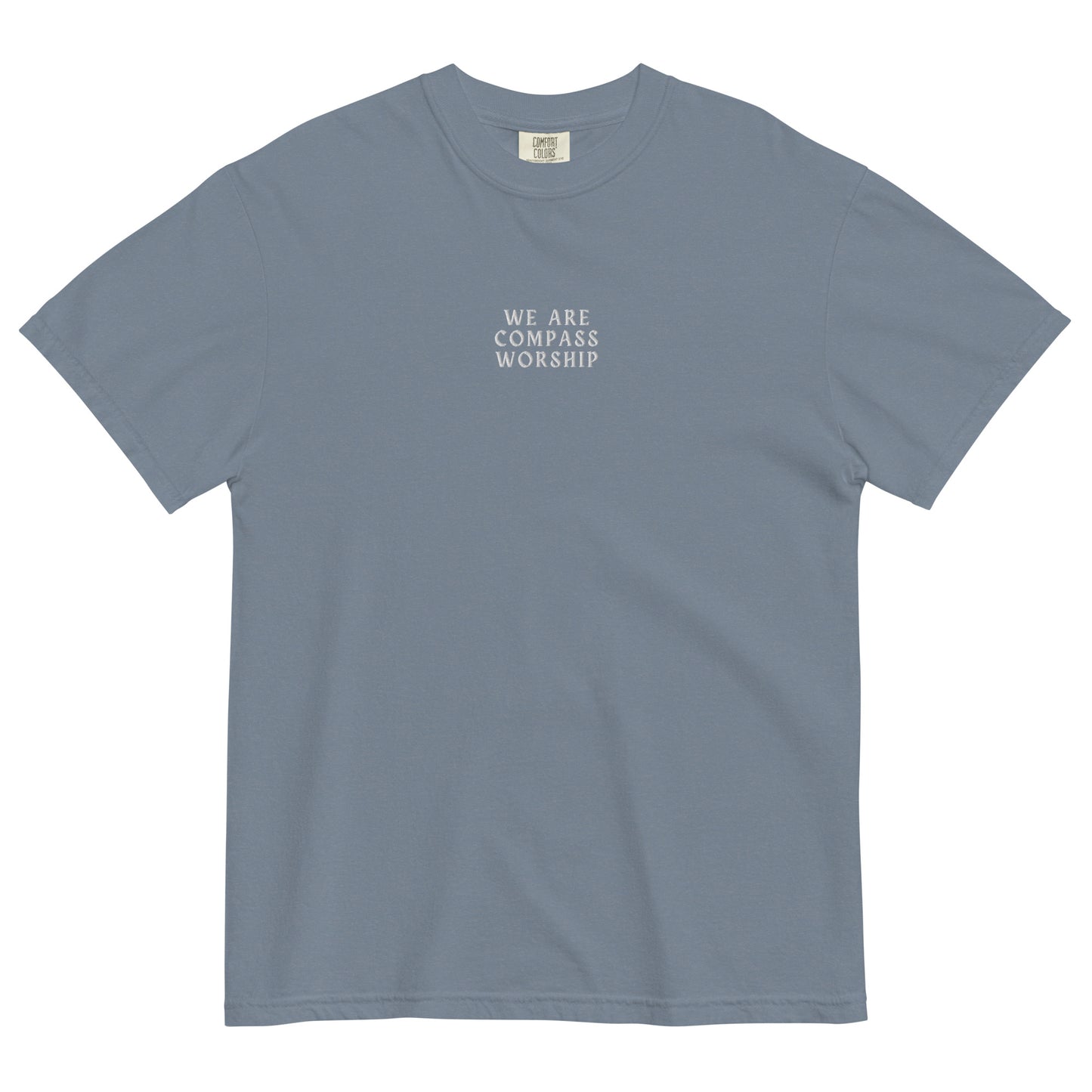 Embroidered We Are Compass Worship T-Shirt (White Logo)
