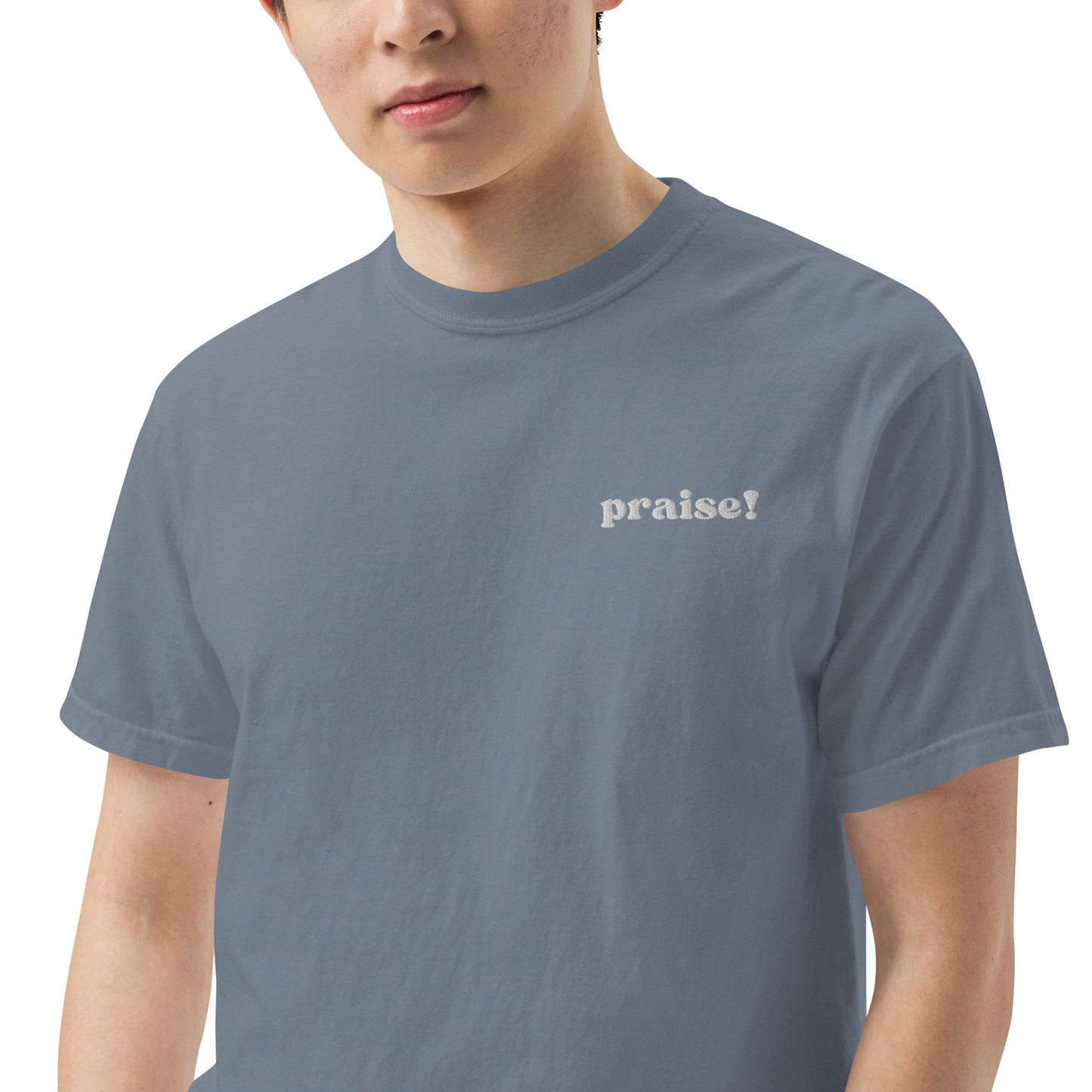 White Embroidered Praise! (Good Times) T-Shirt