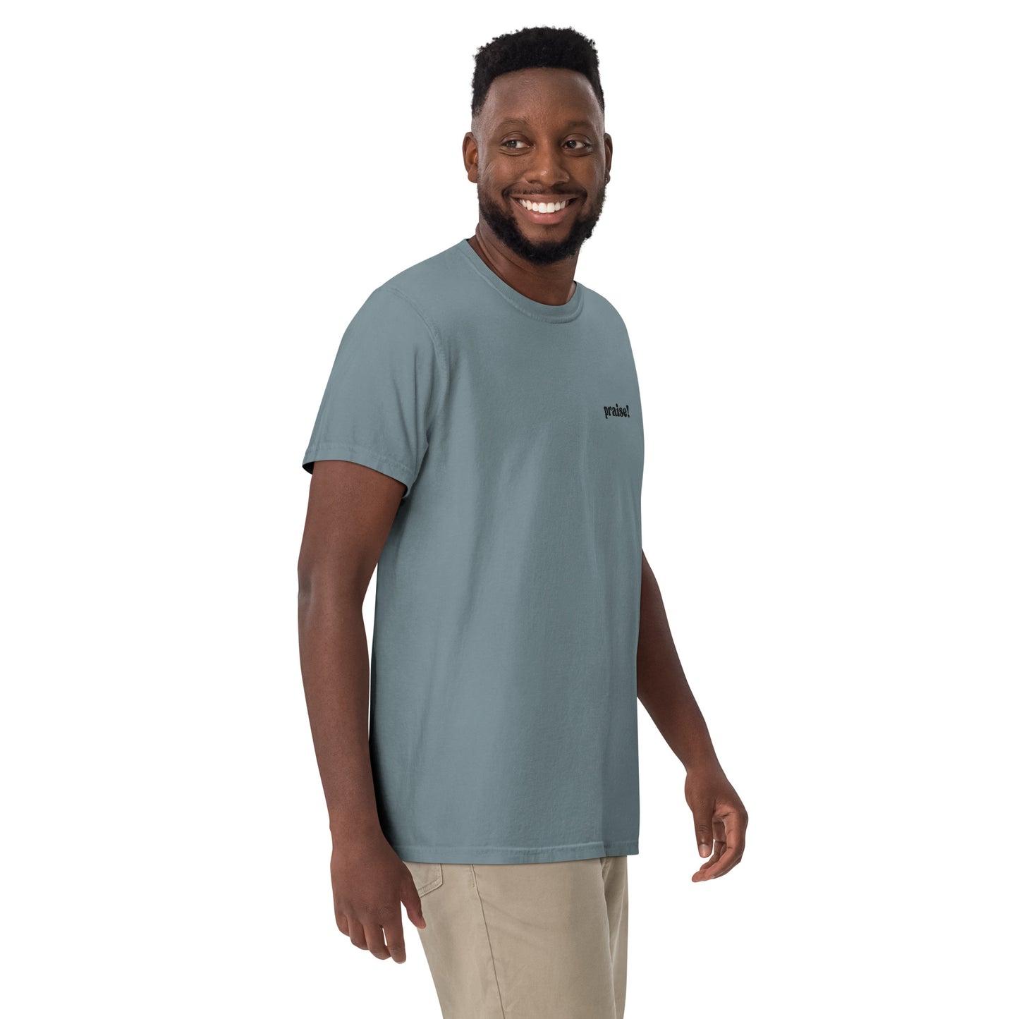 Black Embroidered Praise! (Good Times) T-Shirt