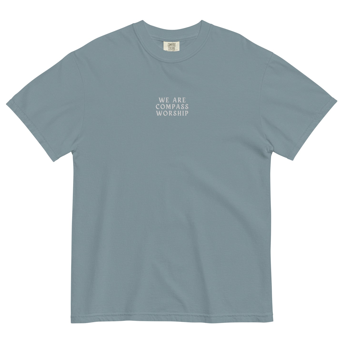 Embroidered We Are Compass Worship T-Shirt (White Logo)