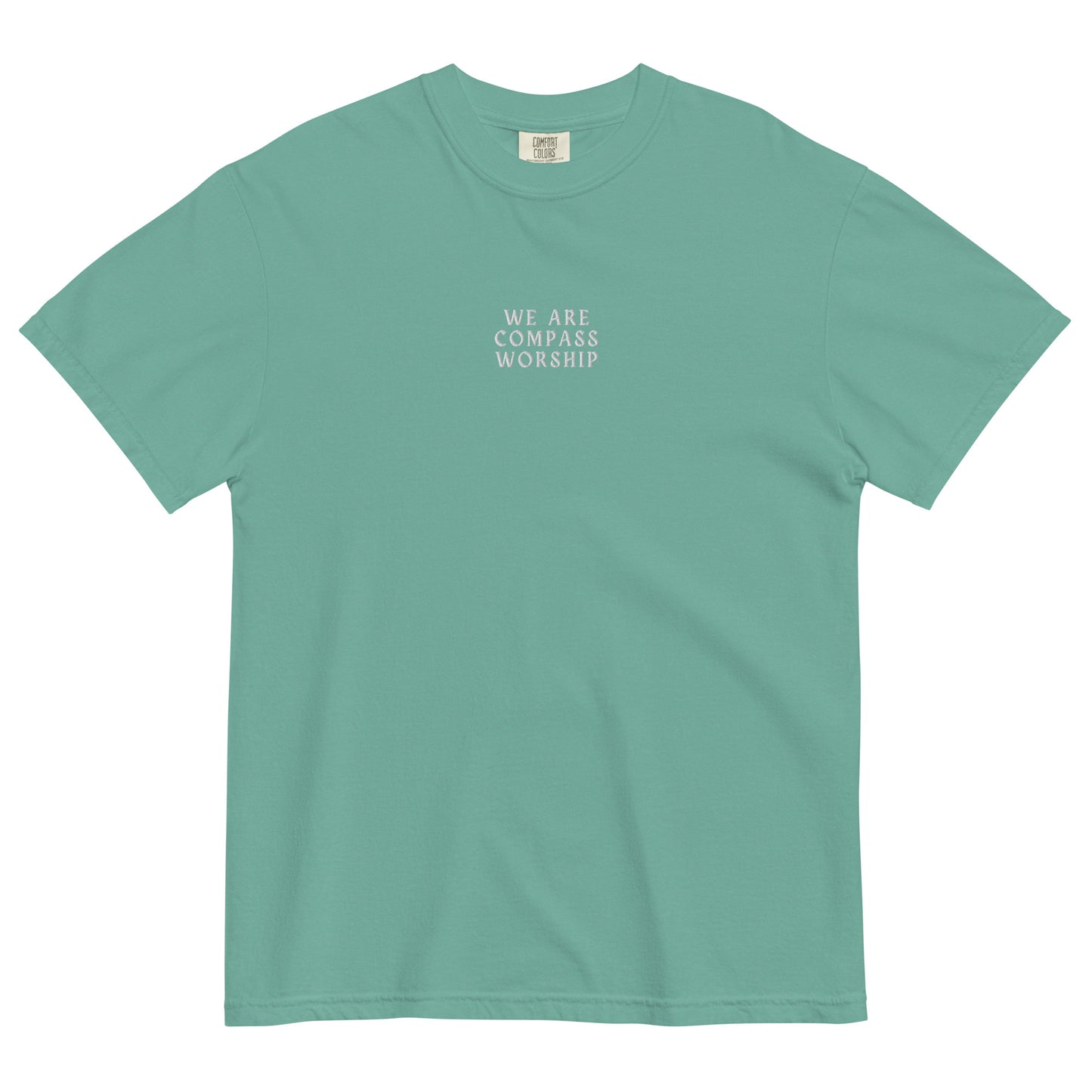 Embroidered We Are Compass Worship T-Shirt (White Logo)
