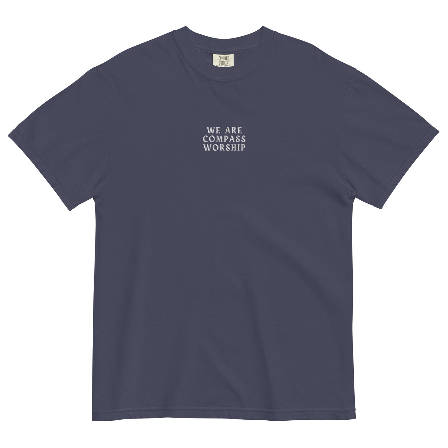 Embroidered We Are Compass Worship T-Shirt (White Logo)