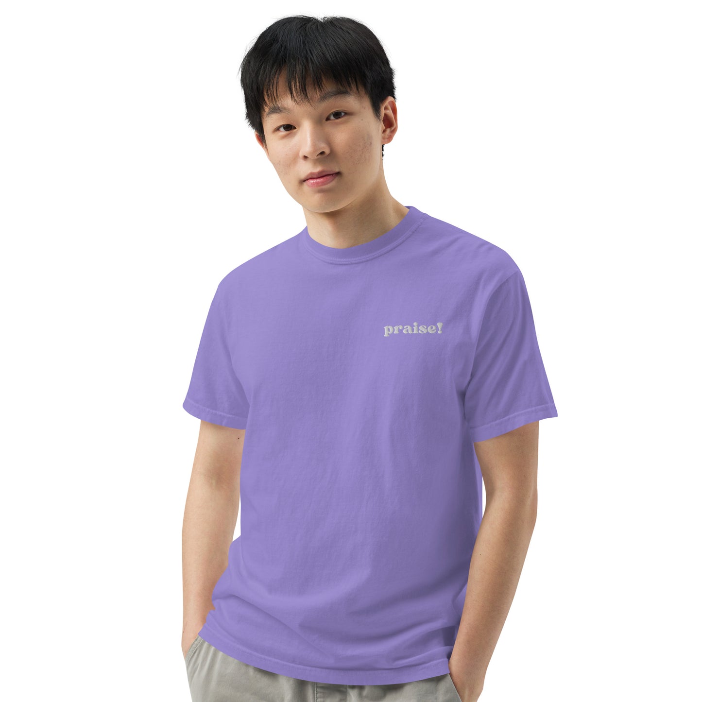 White Embroidered Praise! (Good Times) T-Shirt