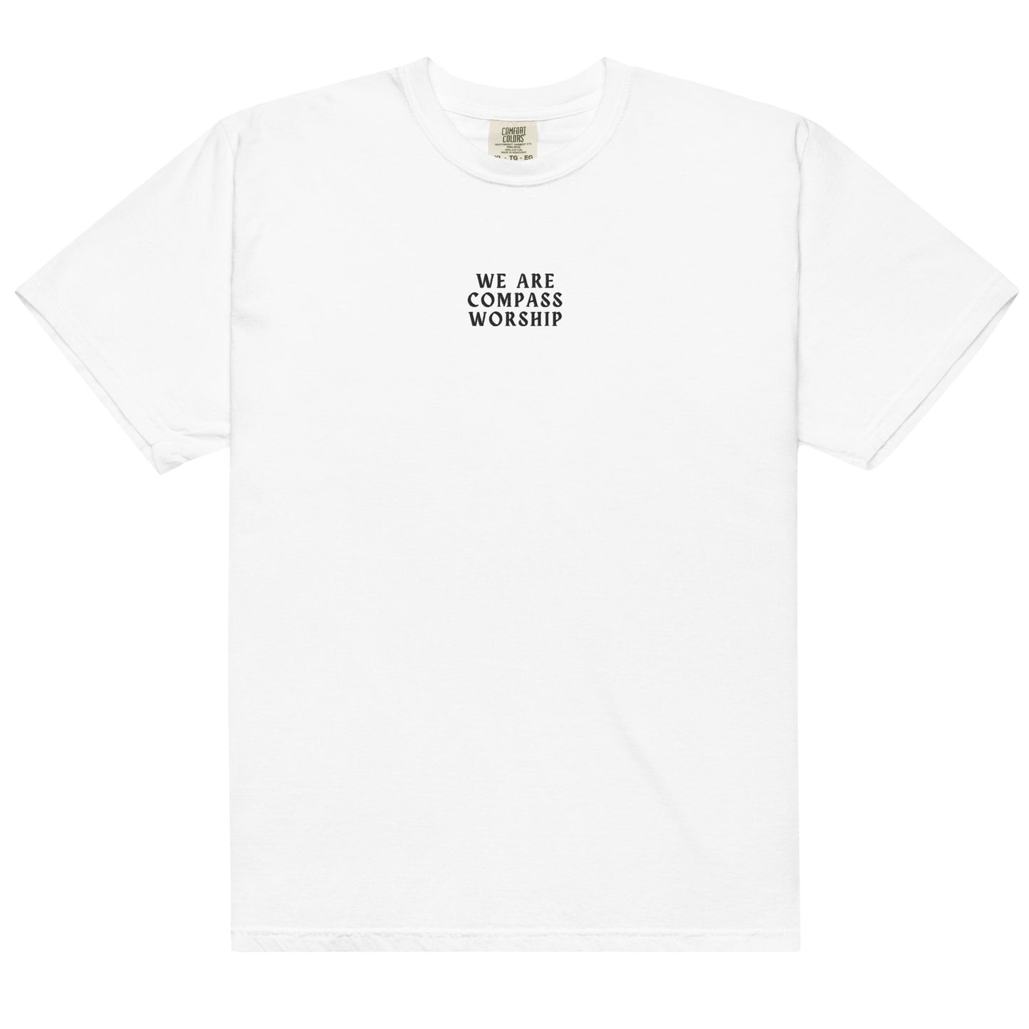 Embroidered We Are Compass Worship T-Shirt (Black Logo)